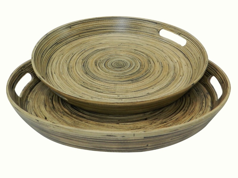 Pro Artisanal Bamboo Serving Tray Set with Handles - Eco-friendly Kitchenware